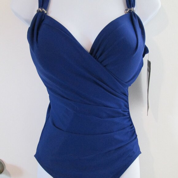 NWT Miraclesuit Swimsuit Razzle Dazzle Siren Azul Blue Sz 10 - Picture 6 of 12